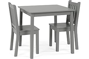 Child's Craft Table and Chair Set: Grey Kids Table & 2-Chair Set