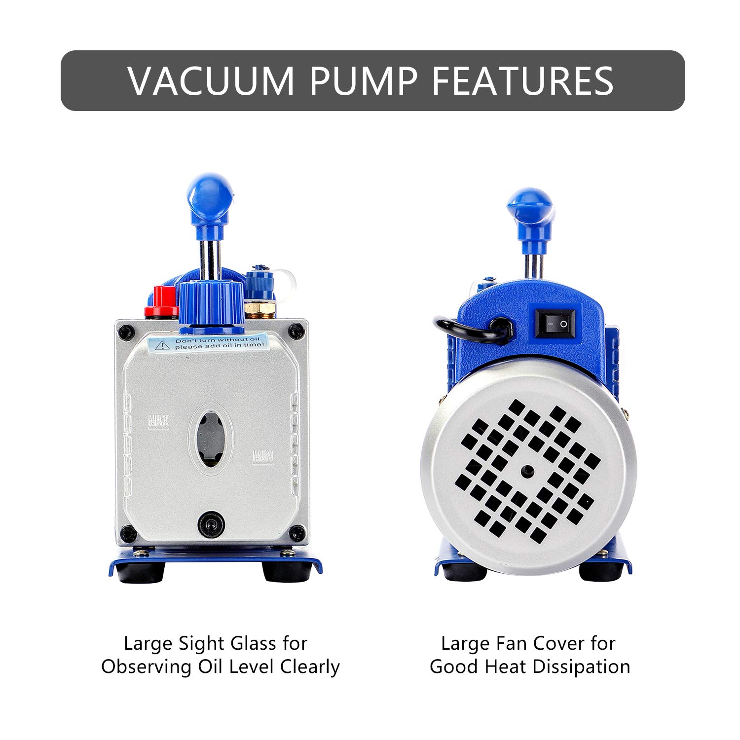 P PBAUTOS 4CFM 1/3HP SingleStage Rotary Vane AC Vacuum Pump HVAC, Air