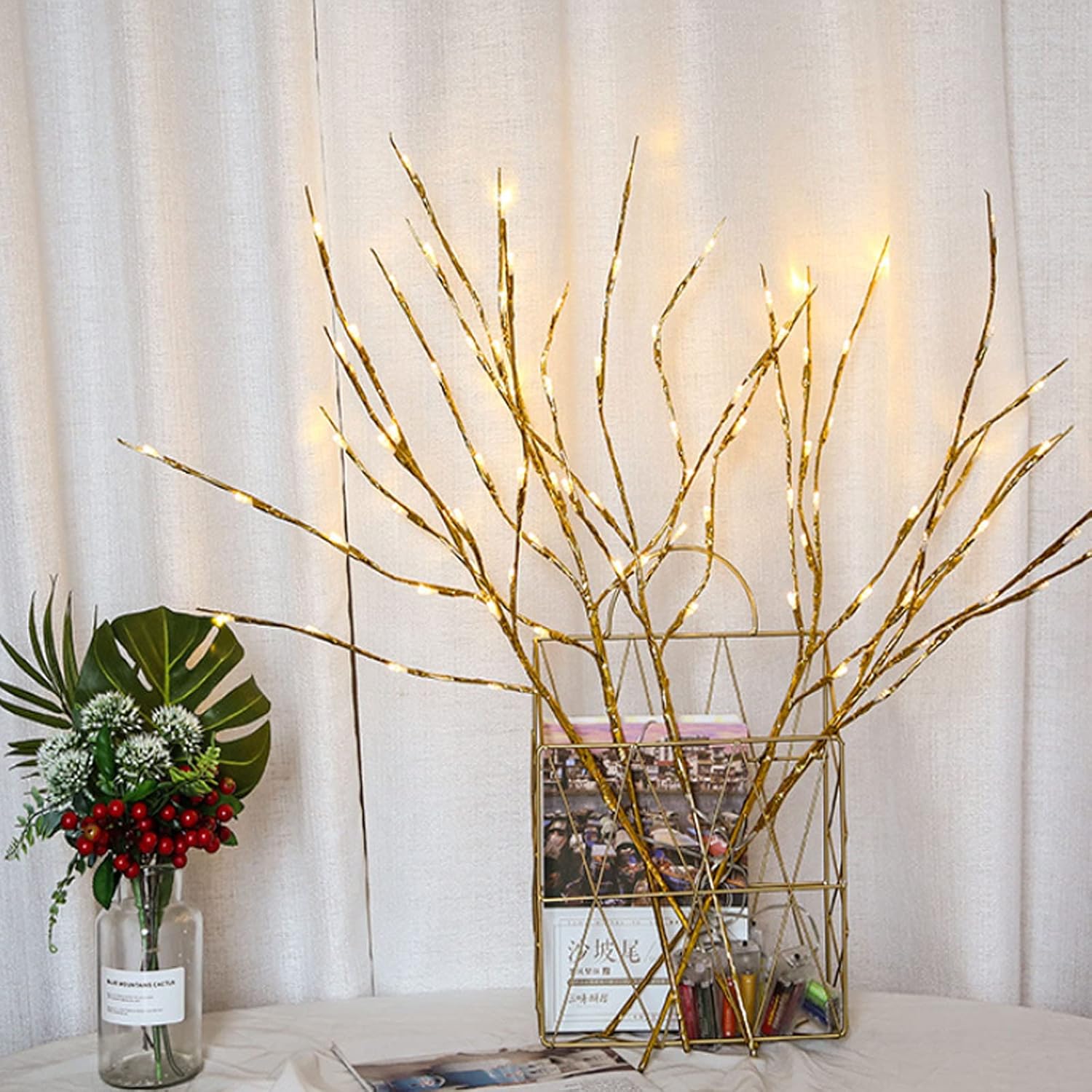 Buy YDJoo LED Branch Lights Gold Lighted Willow Branch Battery Operated