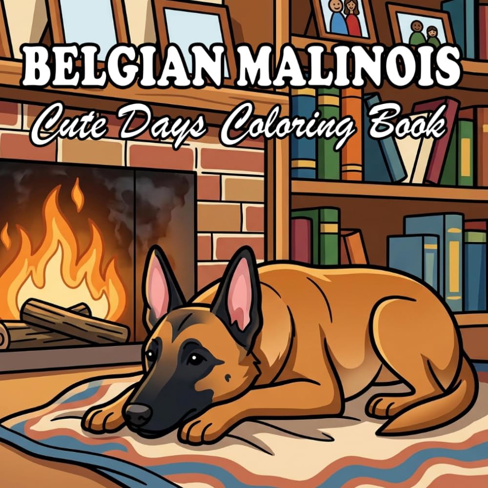Belgian Malinois Coloring Book for Adults & Kids: 61 Cute & Cozy Belgian Malinois Coloring Pages with Everyday Life and Outdoor Scenes
