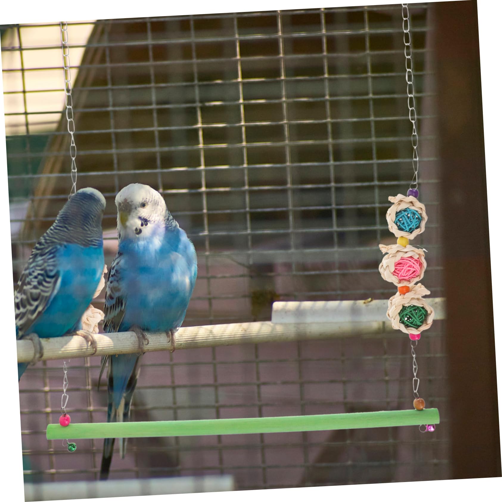 TOYANDONA Parakeet Swing Plaything Wooden Bird Feed Swing for Parrots and Birds Durable and Stable Design for Cage Accessories and Home Decoration