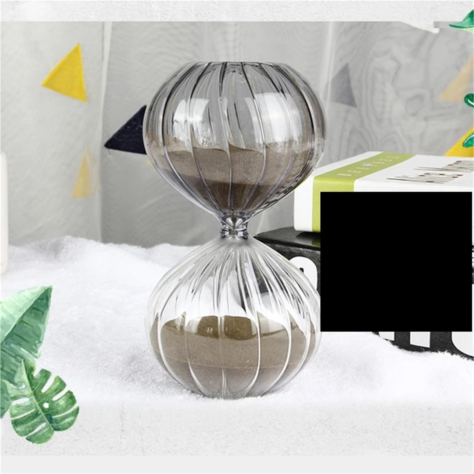 Reloj de Arena a Rayas semiesféricas 45 Minutos, Herramienta gestión del Tiempo, Reloj Decorativo Escritorio, decoración Mesa, artesanías Vidrio para Escritorios,Decoración De Salas