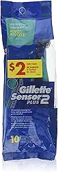 Gillette Navalha descartável masculina Sensor 2 Plus (contagem de 10)