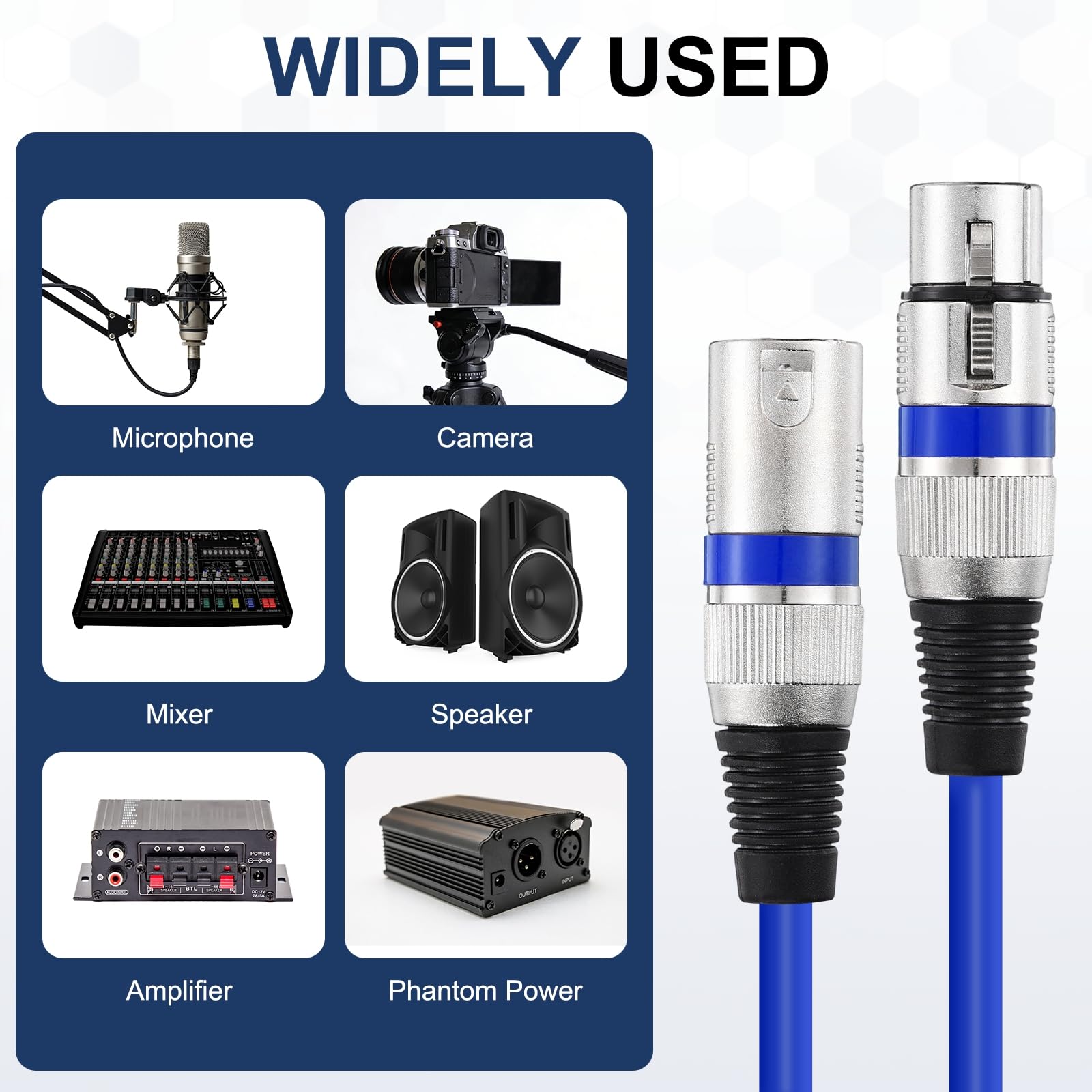 QUARKZMAN 6 Pcs Cables XLR 6.5 Ft Cable De Micrófono XLR Macho A Hembra | 3 Pines, Accesorios De Micrófono Balanceados Parche Altavoz, Para Estudios De Grabación En Viviente Mezclador