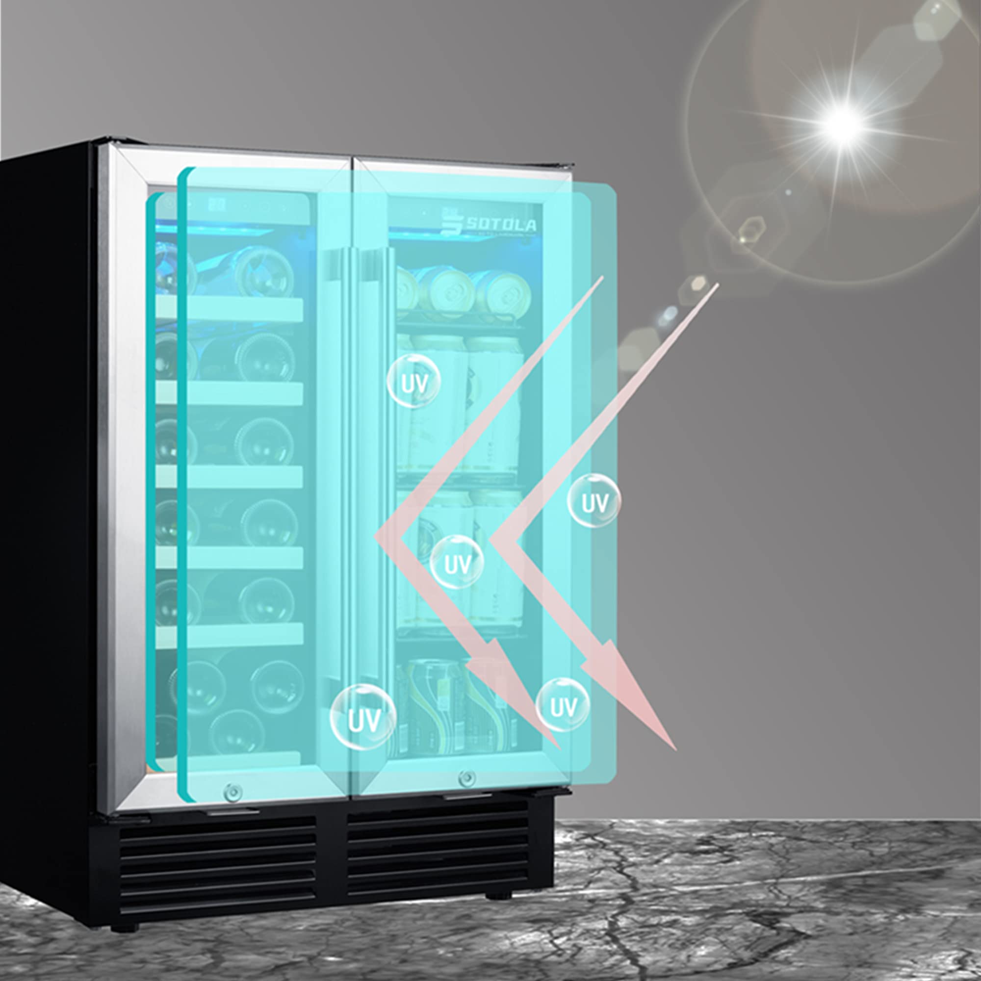 Anwick 24" Wine Cabinet Refrigerator Dual Zone Built-in or Freestanding Refrigerator Home Built-in Wine Cabinet with Stainless Steel Tempered Glass Door and Temperature Memory on Fridge.com