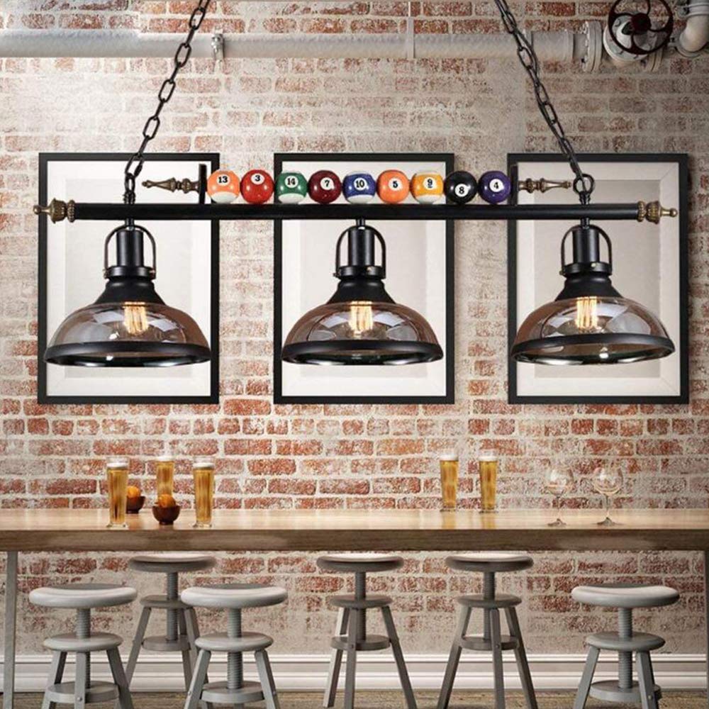 Bilard Żyrandol E27 Retro Lampa Wisząca Przemysłowa Hanglamp Klosz Szklany Regulowana Wysokość Lampy Wiszące do Sali Bilardowej Restauracja Bar Klub Oświetlenie Sypialni Jadalnia Dekoracyjne