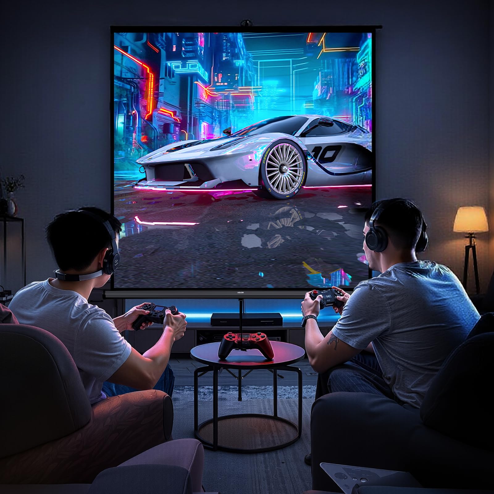 VEVOR Projektionsleinwand Stativleinwand (70 x 70 Zoll) mit 160° Weitwinkel, Beamerleinwand für Projektor innen & außen 1:1 4K HD, tragbare Filmleinwand mit Tragetasche für Heimkino Präsentation