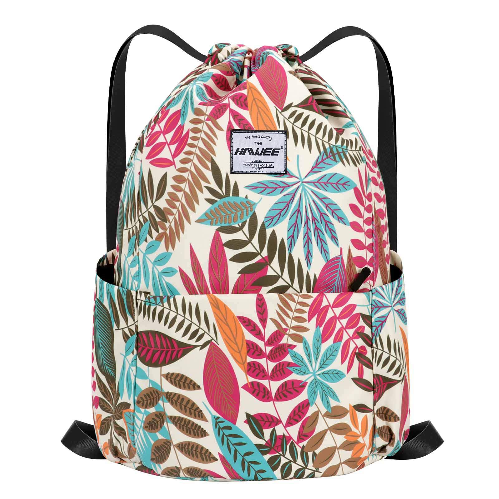 HAWEEImpermeable Casual Mochila con Cordón Grande Deporte Bolso de Gimnasia Mochila de Cuerda Unisex para Mujer Hombre Vida Cotidiana Aire Libre Yoga Escuela Playa Nadar