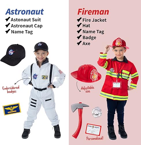 Miniatura 6 de Born Toys Disfraces para niños 3 en 1 y 6 en 1 – Disfraces infantiles para niños y niñas de 3 a 7 años, ropa lavable con caja de almacenamiento