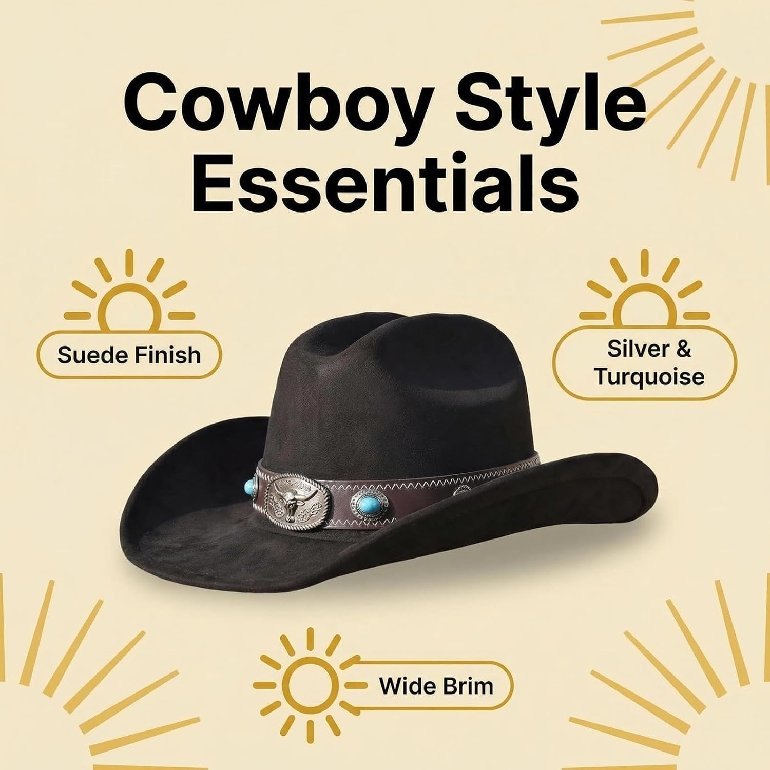Suede Cowboy/Cowgirl Hat - Adjustable for Men and Women - Shapeable - High-End Material