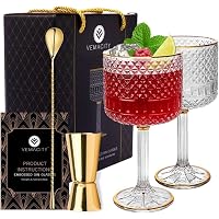 Set Bicchieri Gin Tonic di Lusso | 2 Bicchieri con Decorazioni Dorate (450ml)