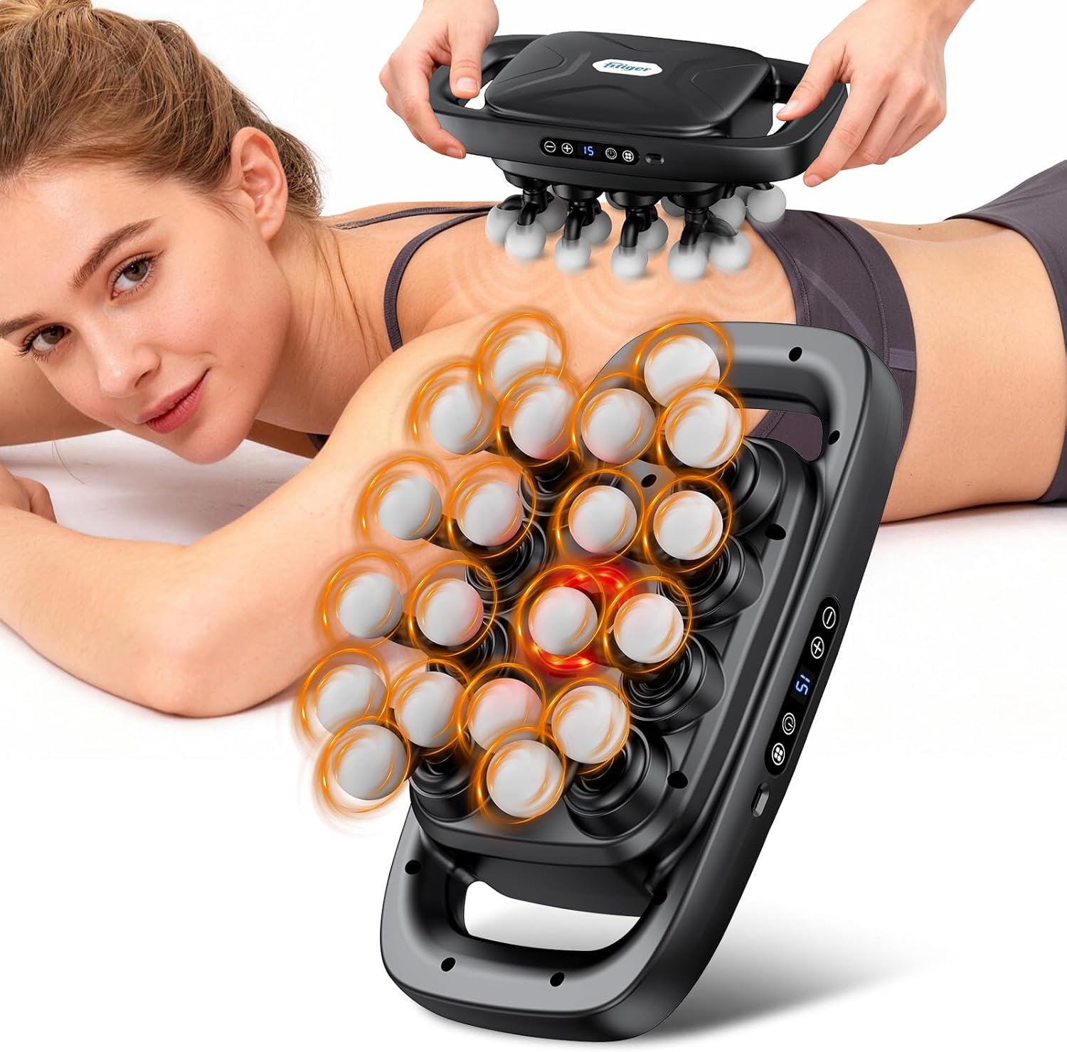 Massage Gun Deep Tissue for Back, Shoulder and Neck Pain Relief, Powerful Shoulders, Back Massager, Legs, Foot Massager & Full Body Muscle Recovery with 20 Massage Heads, 3 Modes & 30 Speed