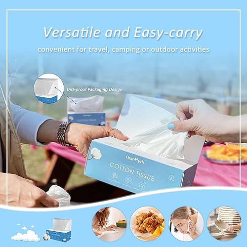 Miniatura 7 de Charmyth Toalla facial desechable extragruesa, toallitas desechables para quitar maquillaje, 100% algodón de Estados Unidos y 100% orgánico y libre