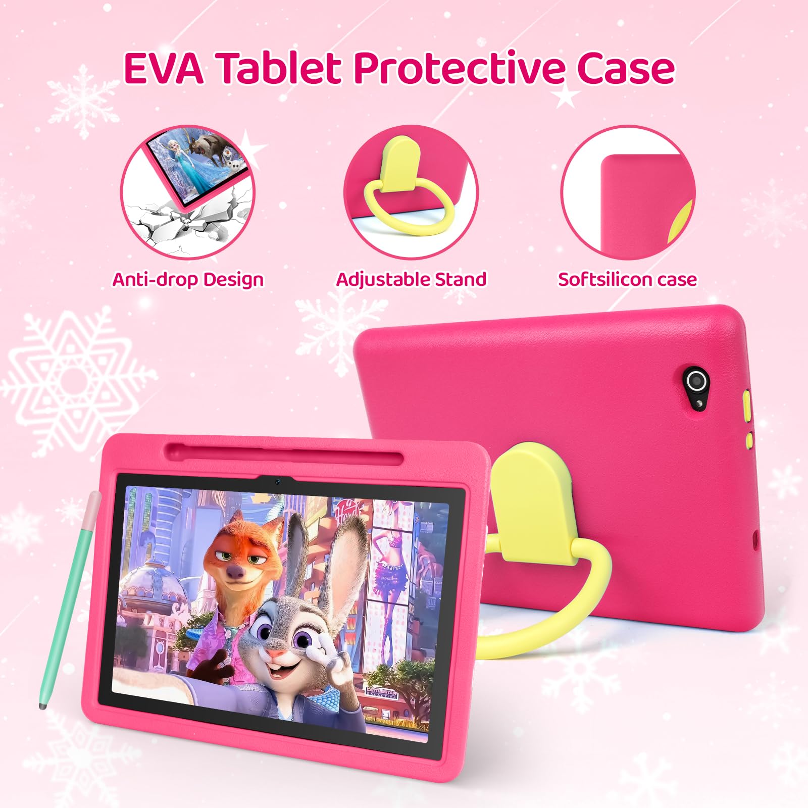 Tablet Bambini Android 16 Pollici 10, 20GB RAM 1TB TF, Batteria 6000mAh, WiFi 6/BT 5.3 - Rosa