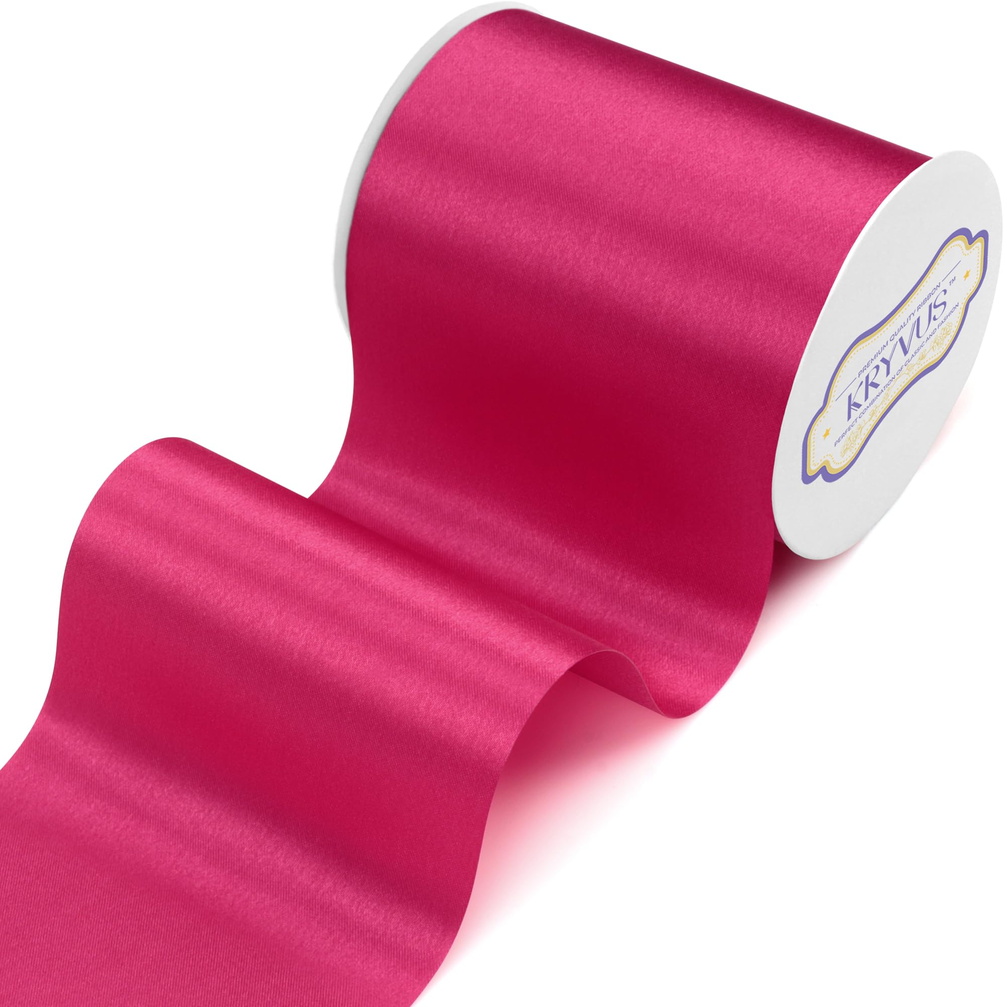 Hot Pink Satin Ribbon, 100mm x 20M Wide Hot Pink Ribbon, Solid Large Ribbons for Cutting Ceremony Grand Opening