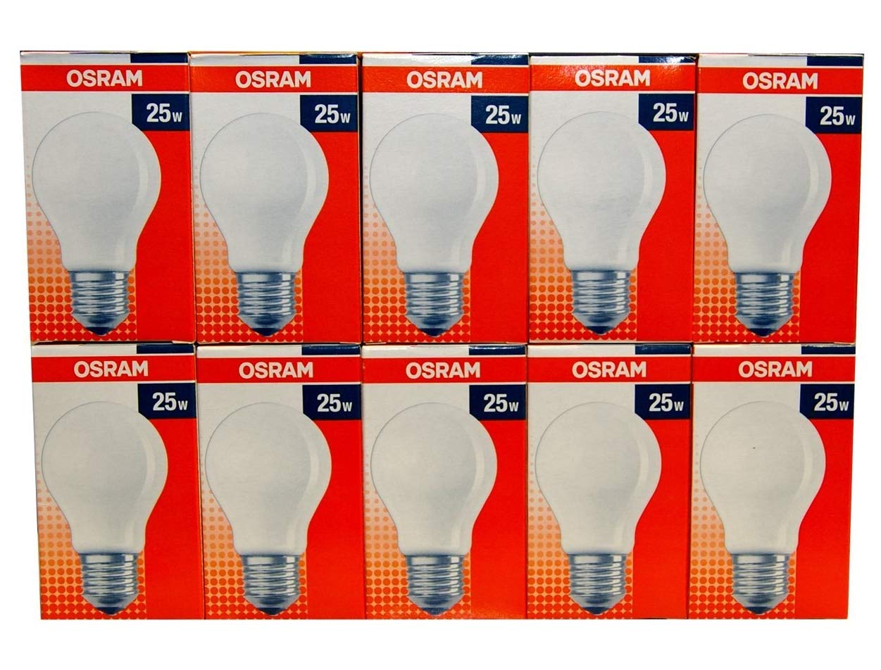 Osram 25 W E27 Incandescent Bulbs - Matte (Pack of 10)