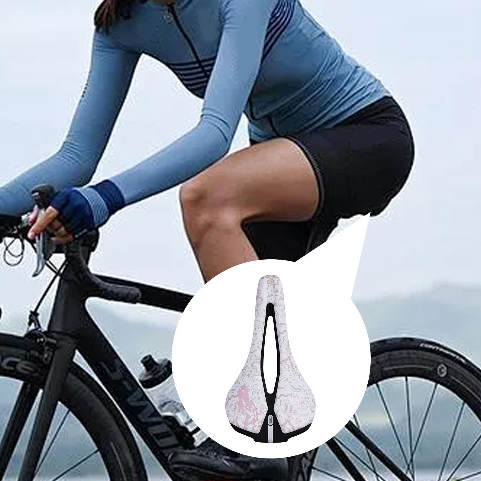 Selle VTT / Route Creuse Respirante - Noire, Coussin Ergonomique, MTB