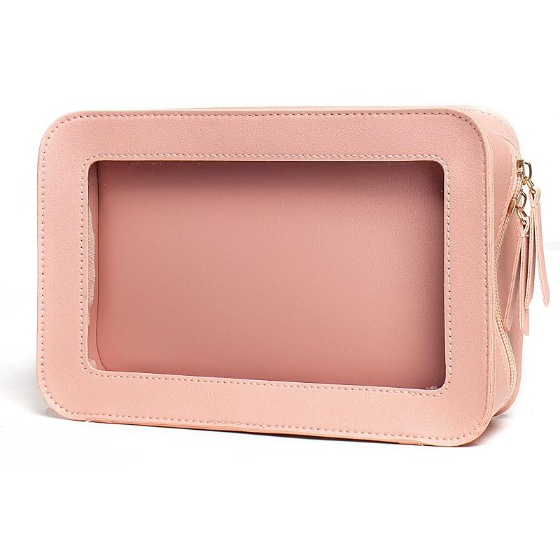 Necessaire transparente LETGO com zíper, organizador de cosméticos para viagem, C-Pink