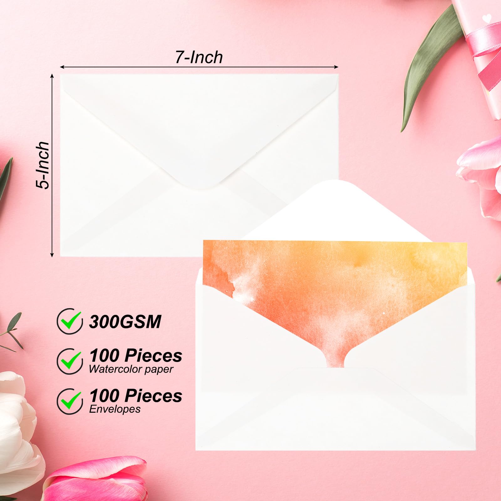 PATIKIL 30 Sets Pure Cotton Watercolor Cards 140lb/300 GSM Postcards with Envelopes Boxed for Art Painting Creative Thank Notes, 5x7 Inch