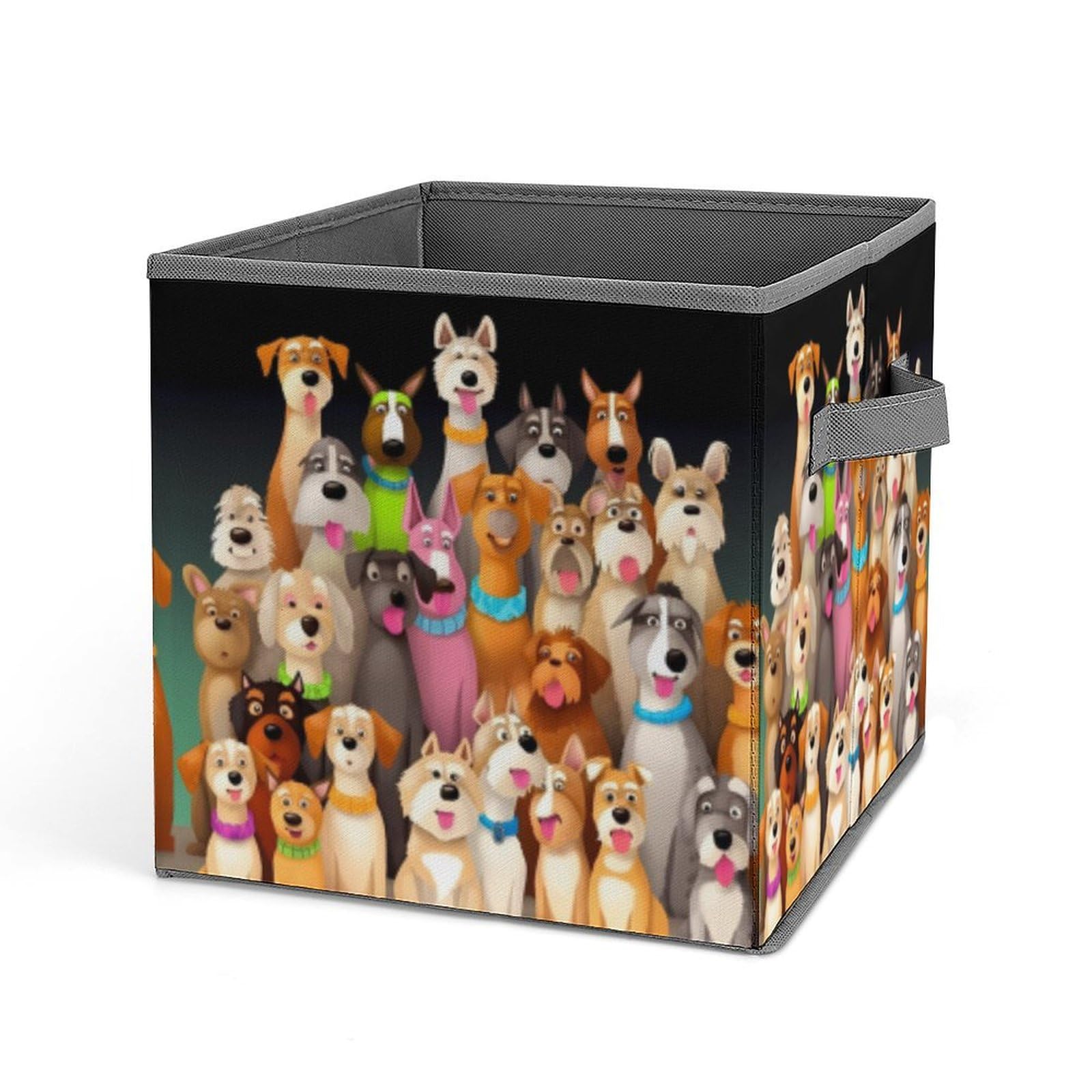 JTREHY Dogs Printed Foldable Storage Box, 10.6 Inches Fabric Storage Box for Wardrobe, Bedroom, Utility Room