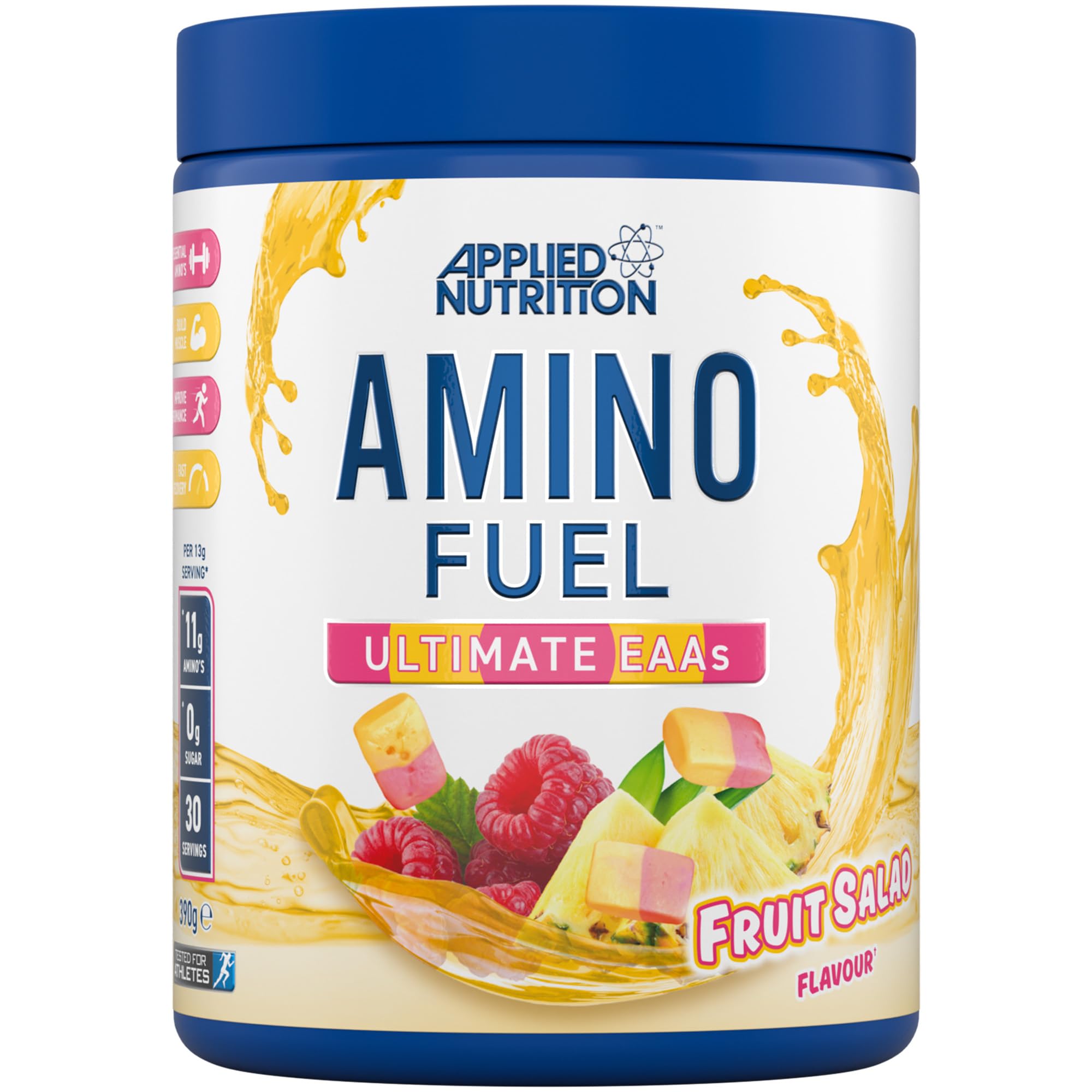 Applied Nutrition Amino Fuel Complément d'Acides Aminés, Poudre d'Acides Aminés Essentiels, BCAA en Poudre, Carburant Musculaire et Récupération (390 g - 30 Portions) (390g, Fruit Salad)