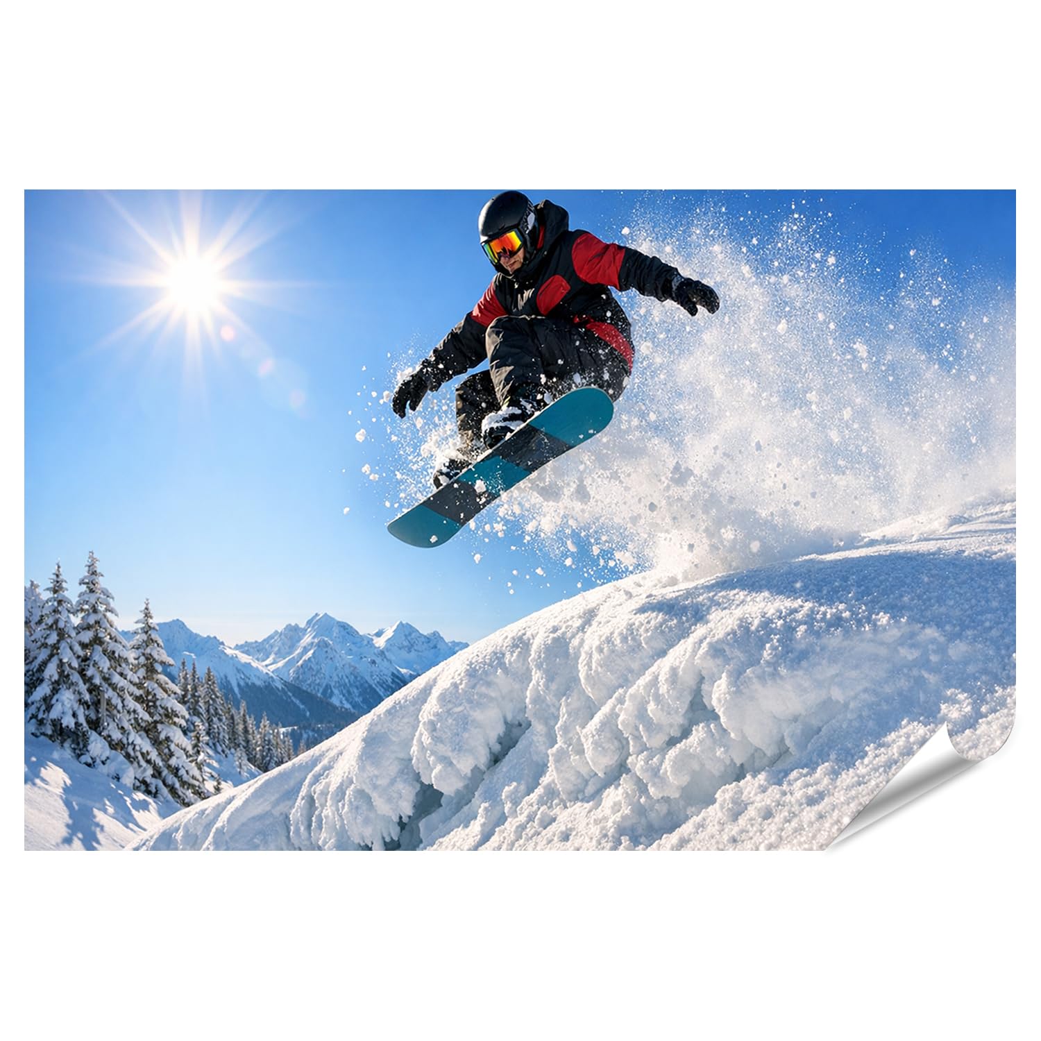 islandburner Poster de qualité supérieure - Motif snowboarder dans les montagnes - Grand format