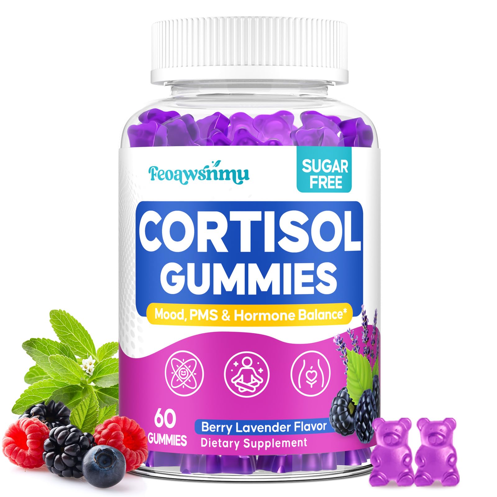 Cortisol Supplements for Women Cortisol Reducer with Ashwagandha Myo Inositol GABA Saffron Cortisol Detox for Women for Hormone