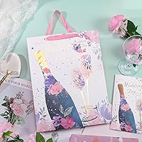 Vista 7 de WRAPAHOLIC Bolsa de regalo de boda grande de 13" con tarjeta y papel de seda - Copa de champán y Cheers