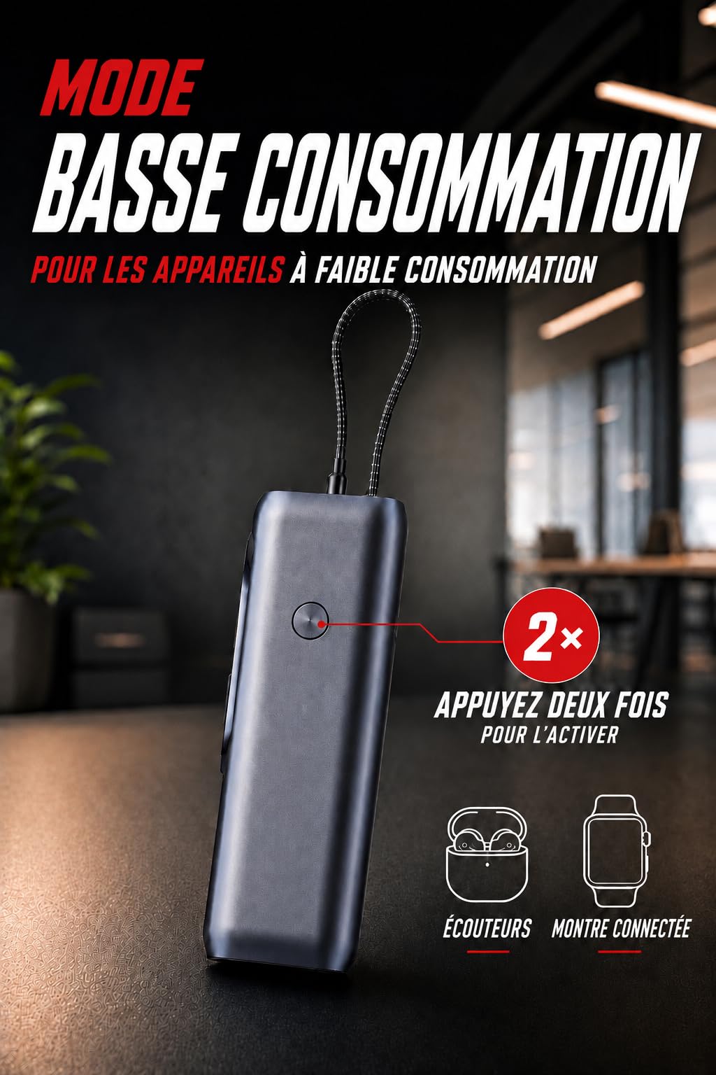 LITIONITE Numo Batterie Externe 25000 mAh 170W, 2 Câbles USB-C Intégrés 100W, Recharge Magnétique Compatible Apple Watch, Power Bank pour PC Portable, MacBook, iPhone, iPad et Nintendo Switch
