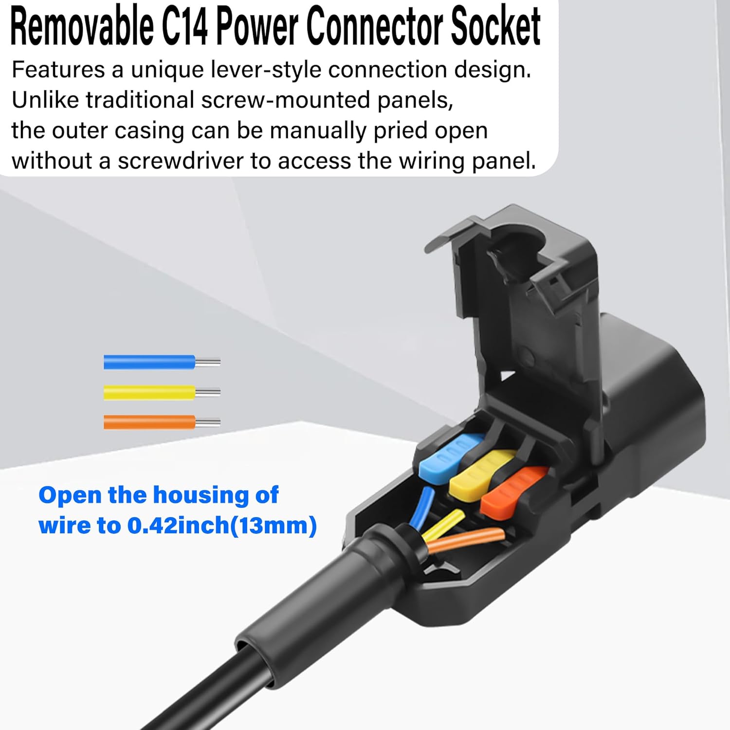 2-Pcs IEC C14 3-Pin Quick-Connect Power Socket Adapter,10A 250V C14 Power Plug Adapter,Detachable C14 AC Power Plug Connector,Compatible with Computers,Servers,Printers.Etc (M)
