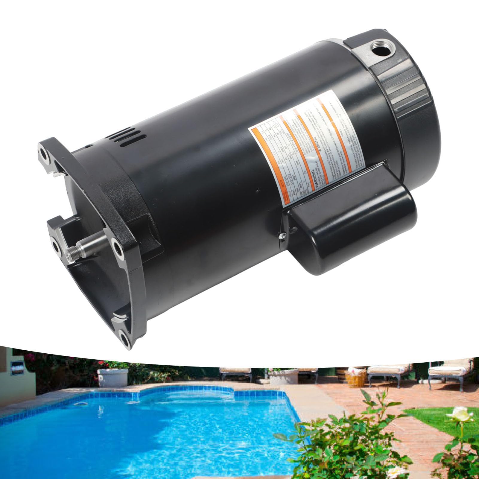 Motor de Bomba de Piscina de 2 de Potencia Completa, Fuerte Motor de Brida Cuadrada 56Y con Protección contra Sobrecarga Térmica para Piscina