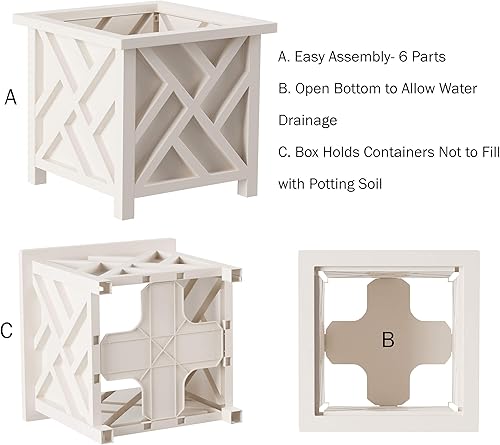 Miniatura 7 de Pure Garden Lattice Design Planter Box  14.75-Inch-Square Decorative Outdoor Flower or Plant Pot &amp; Lattice Design Planter Box  14.75-Inch-Square