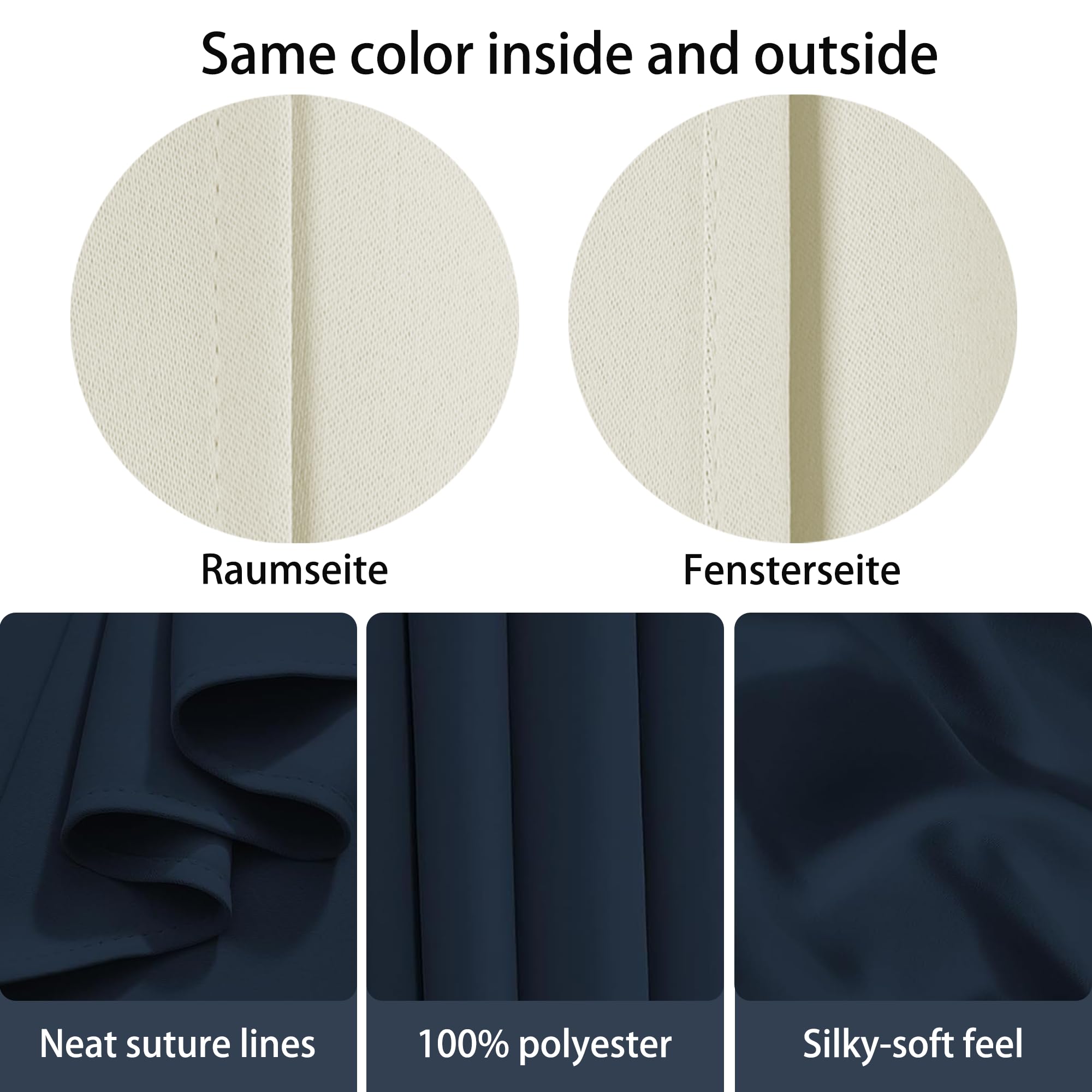 Gardinen Blickdichte Vorhänge 172 x 201 cm Wärmeisolierend Kälteschutz Sonnenschutz Gardienen Schals Wohnzimmer/Ösenvorhang Vielen Farben Und Größen für Schlafzimmer, Beige