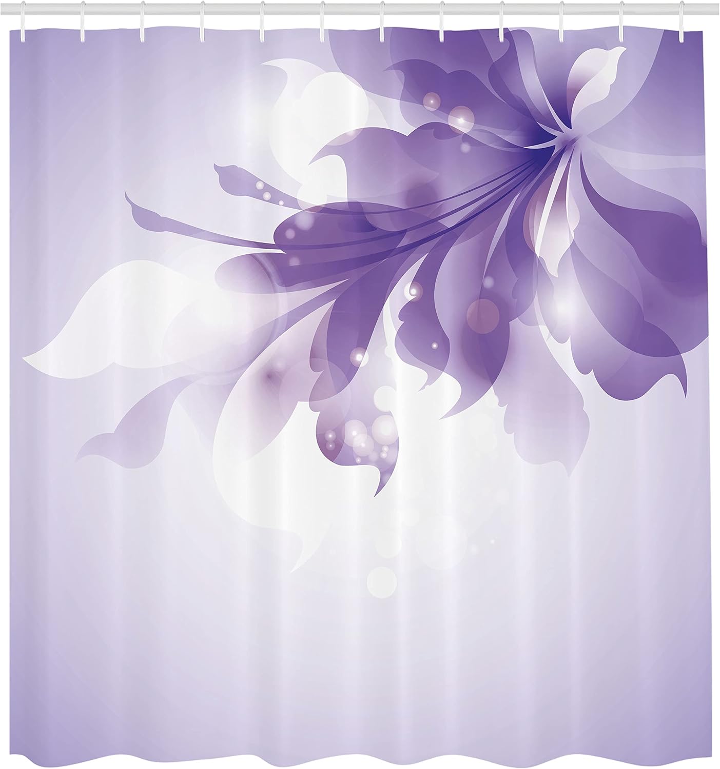 Ambesonne Abstract Shower Curtain, Color Gradient Effect Isolated Flower Petal Stem Forms Digital Artwork, Cloth Fabric Bathroom Decor Set with Hooks, 69" W x 70" L, Pastel Purple