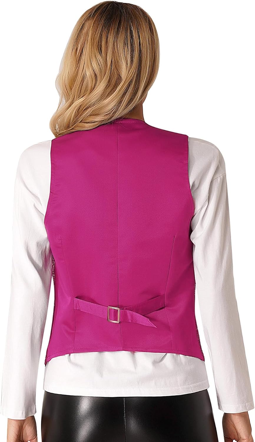 JEYPINMI Women's Sparkle Sequins Waistcoat Open Front Jacket Sleeveless Coat Vest Tops