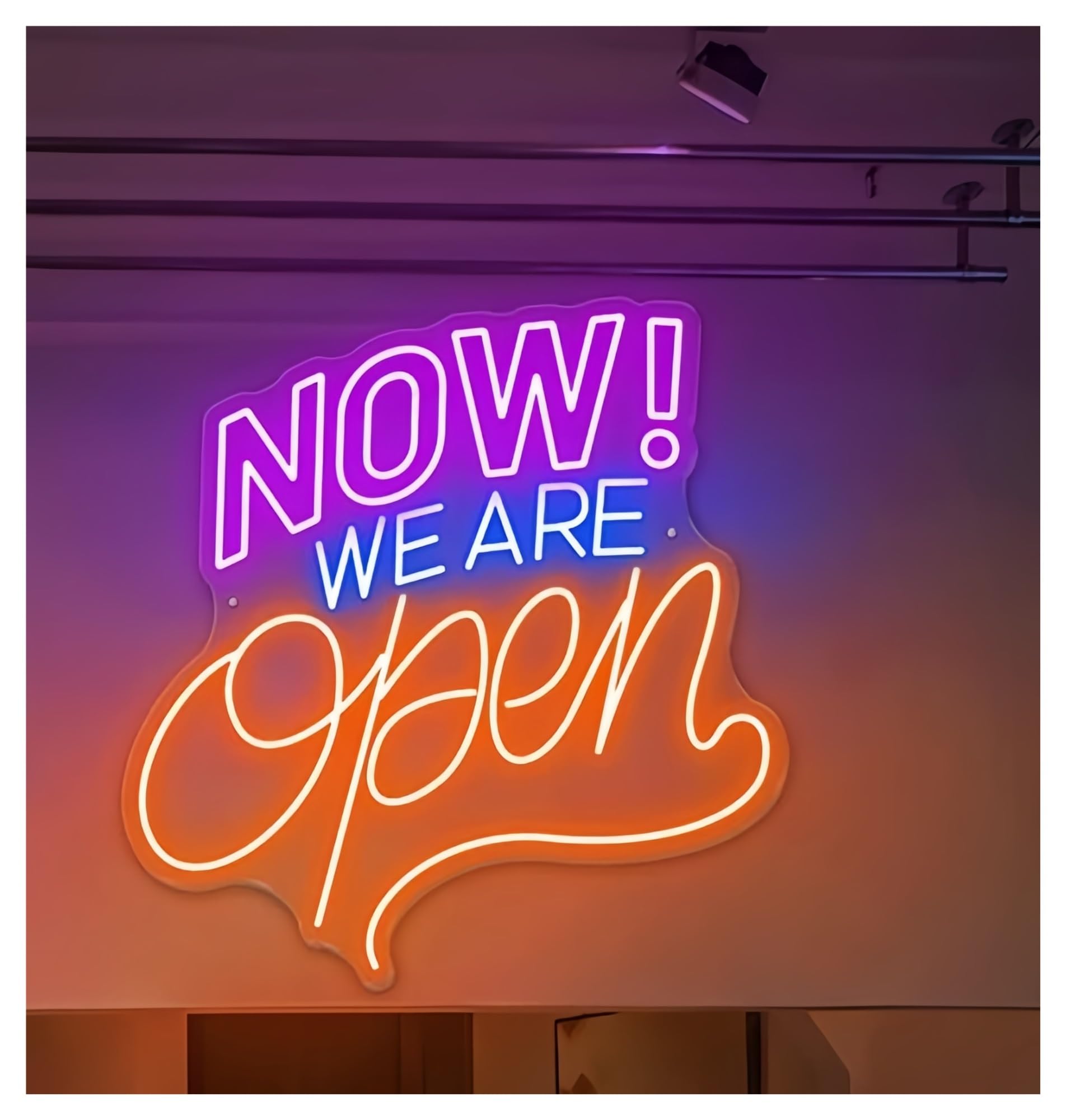 Sign Lamp Come in We're Open Neon Sign Restaurant BBQ Coffee Shop for Business Welcome 63X62cm(E)