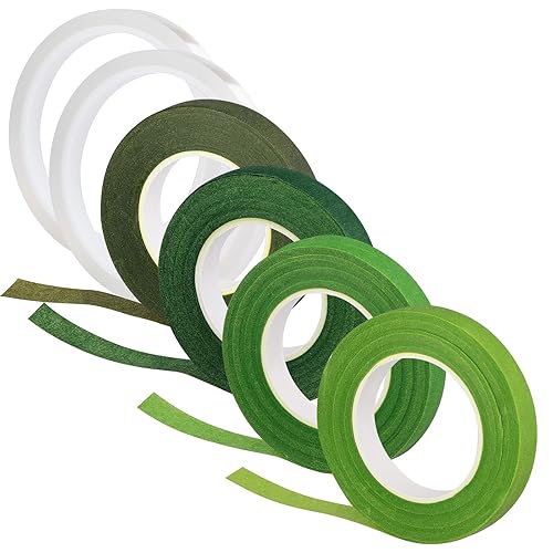 6 rollos de cinta floral, cinta floral de 12 pulgada de ancho, cinta transparente impermeable de 14 pulgadas de ancho, cintas florales para tallo de