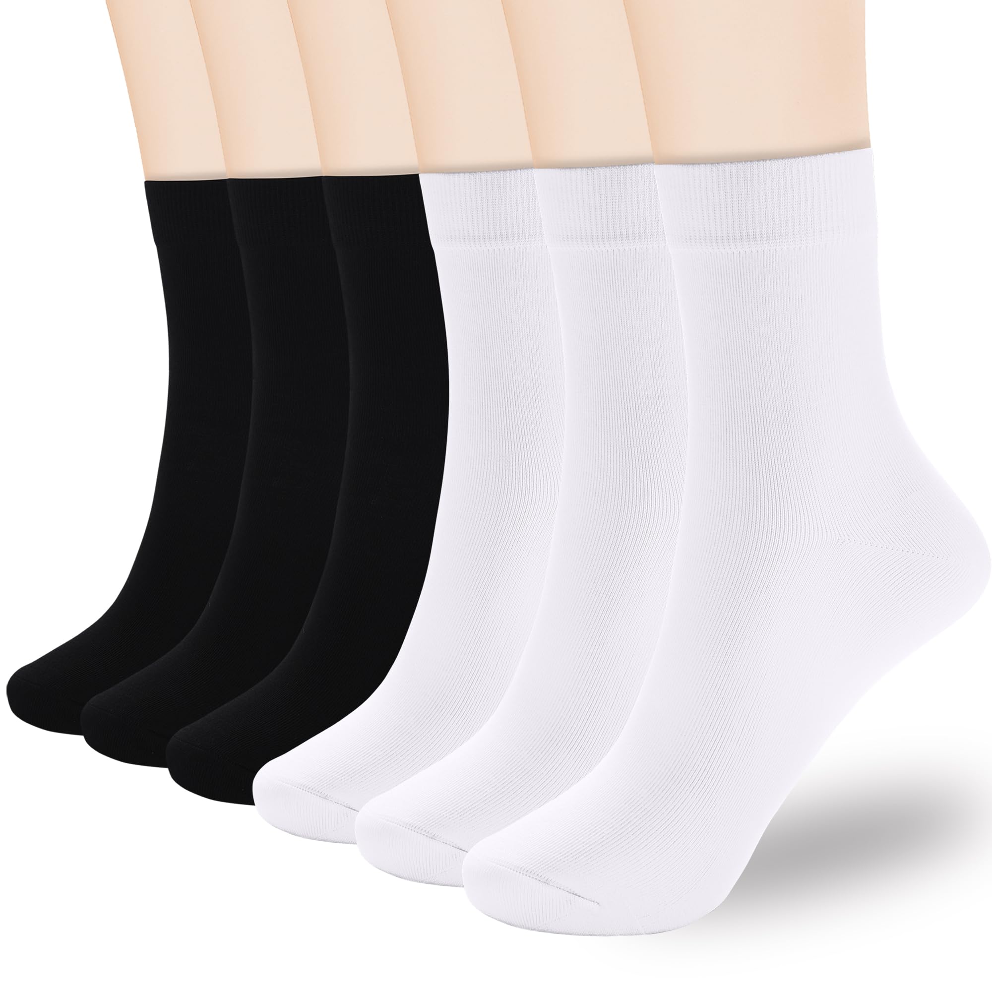 Corlap Women's Thin Cotton Ankle High Crew Socks - 6Pairs Bootie Casual Dress Socks-Gift Box