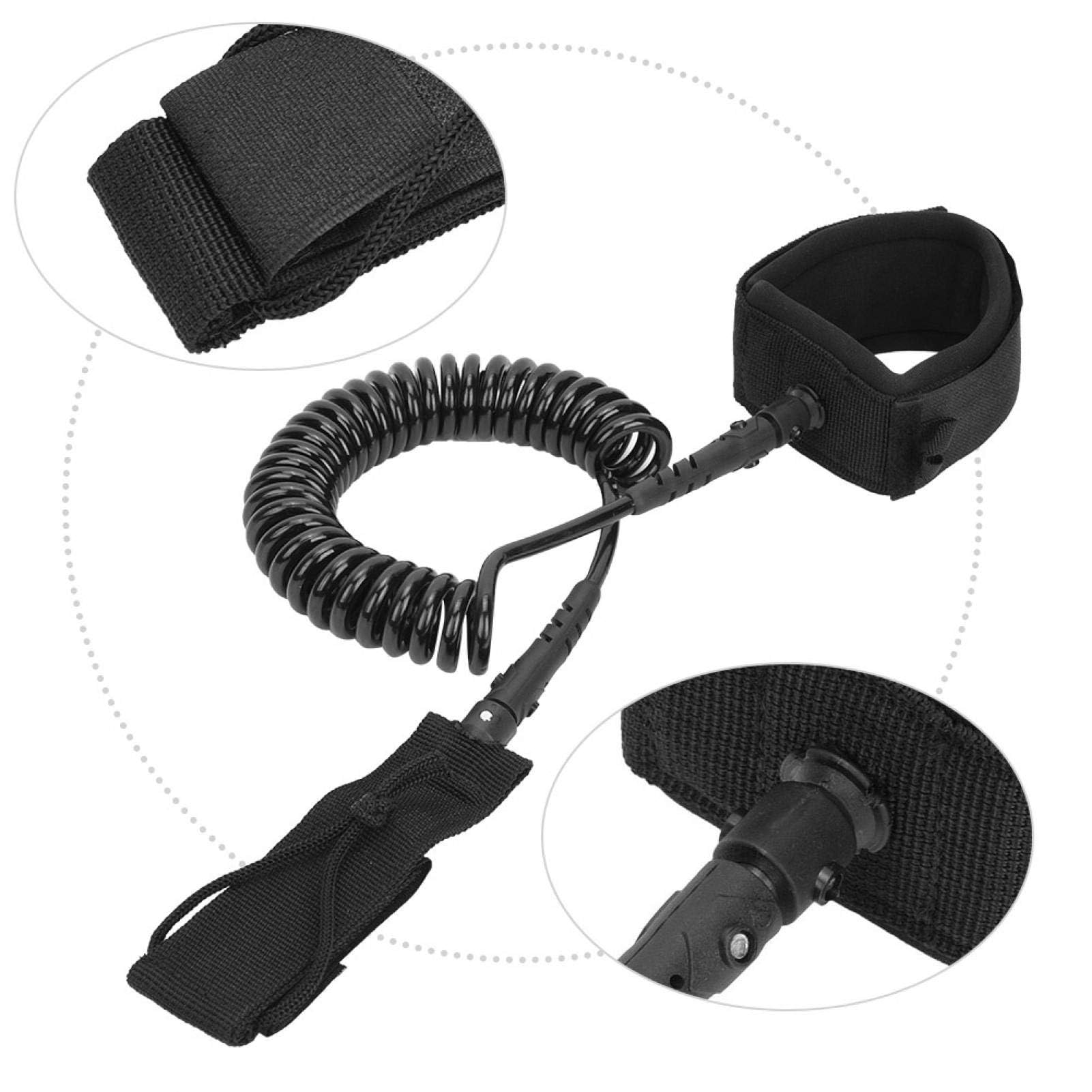 Dpofirs Guinzagli per tavola da Surf TPU, Corda Elastica Nera da 10 Piedi per Sport Acquatici, guinzagli da Surf con Portachiavi, guinzaglio con Acciaio Inossidabile a 360 Gradi,