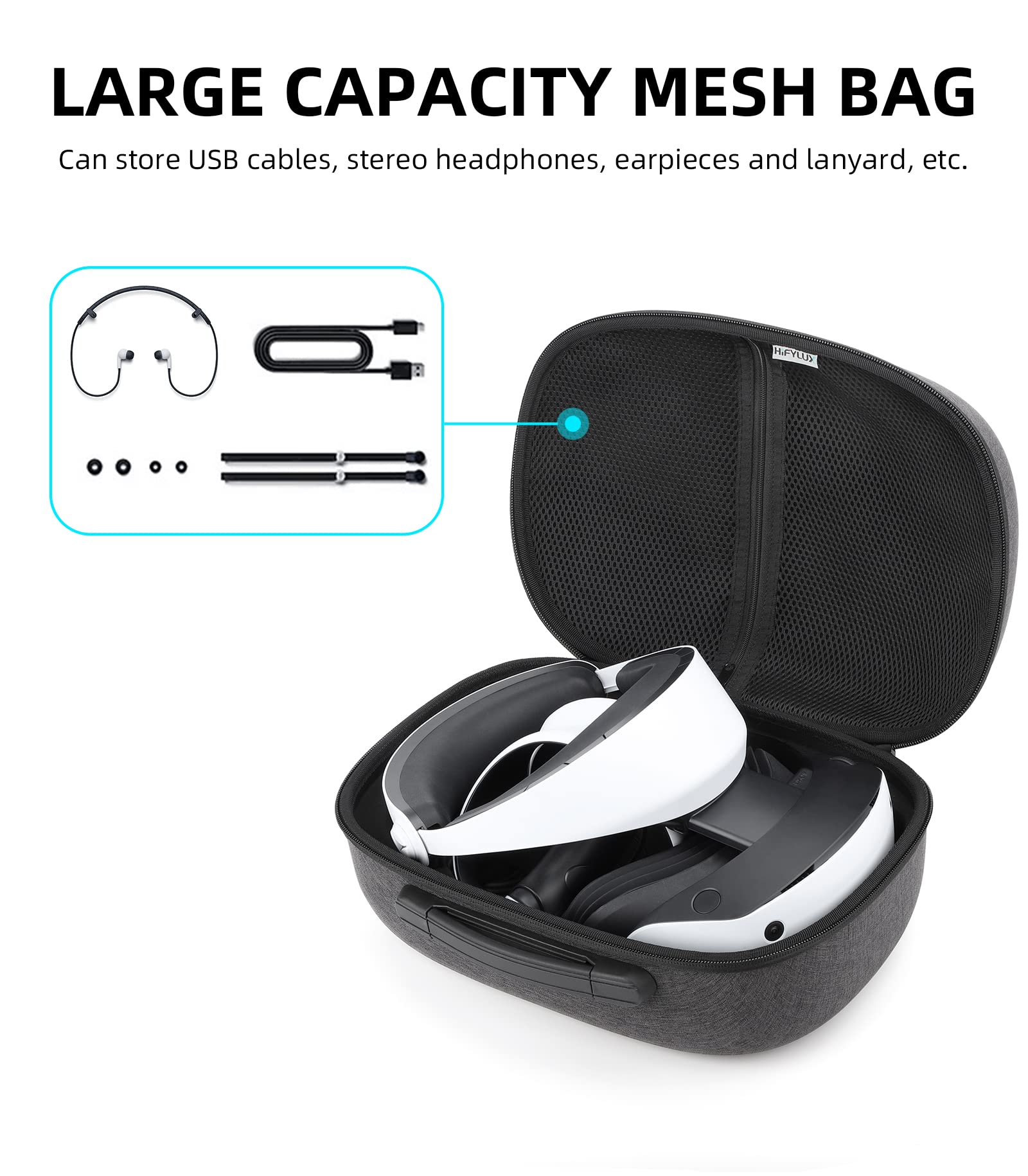 Custodia per il trasporto VR borsa portaoggetti per PS VR2, auricolare VR e controller borsa da viaggio organizer protettivo, custodia accessori di supporto interni per l'assorbimento degli urti