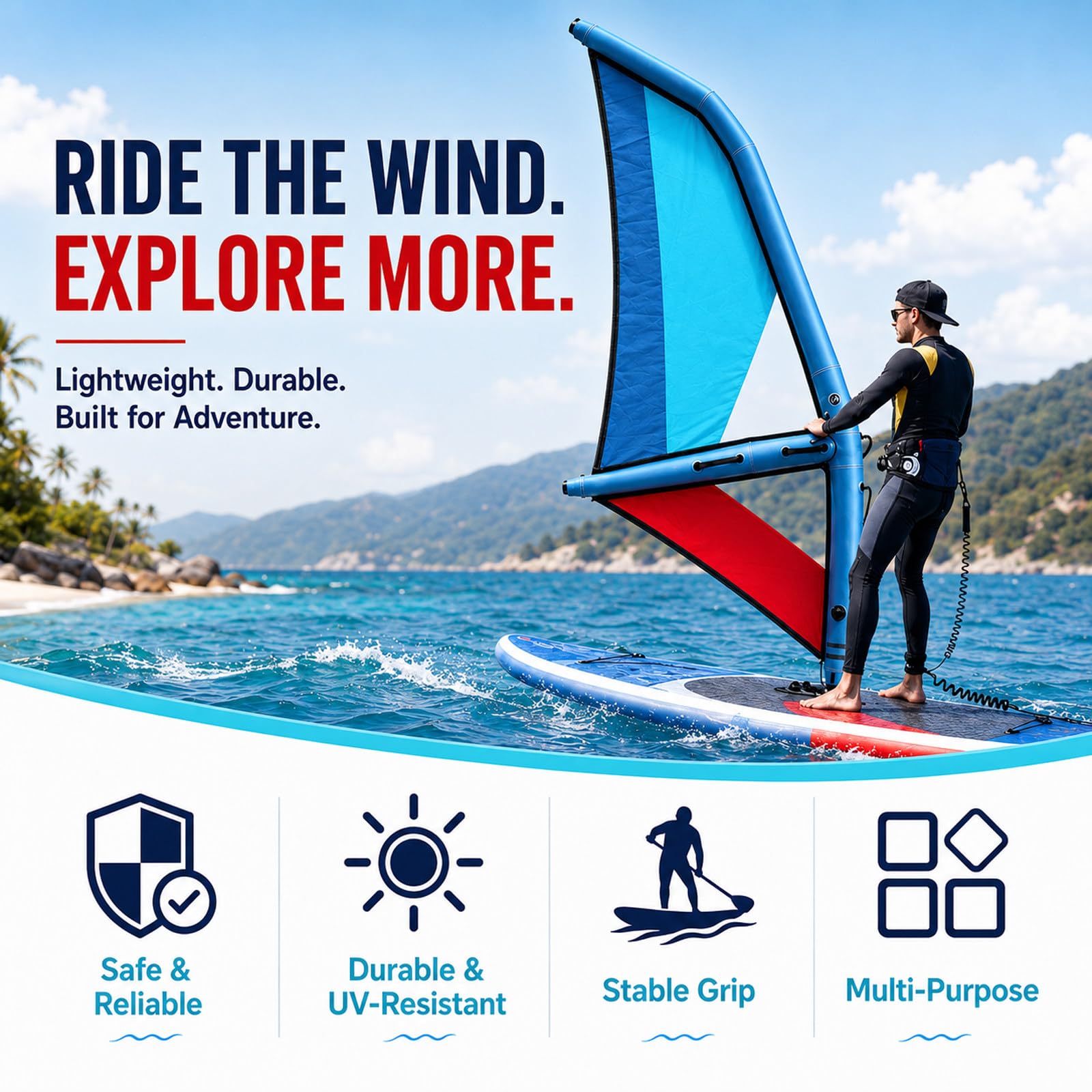 MIAOXIAOLONG Vela De Kitesurf Inflable, Actividades con ala Foil De Kitesurf, Bomba Incluida, Tabla con Forma De ala De PVC, para Surf Y Agua 3.2㎡(34.44ft²)