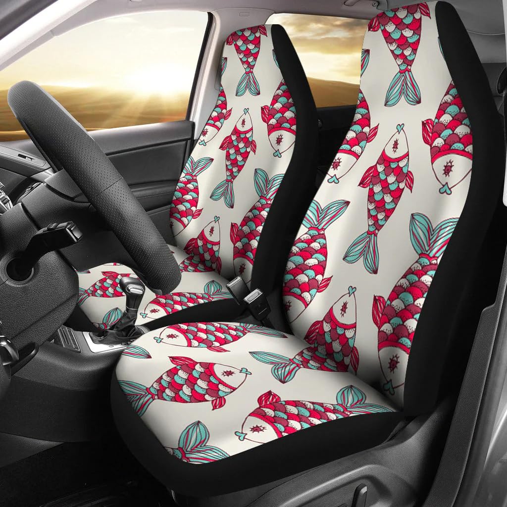 AMCHAR Fish Patterns Print Car Seat Covers Universal Fit Car Seat Covers - Fish Patterns Print Car Seat Covers
