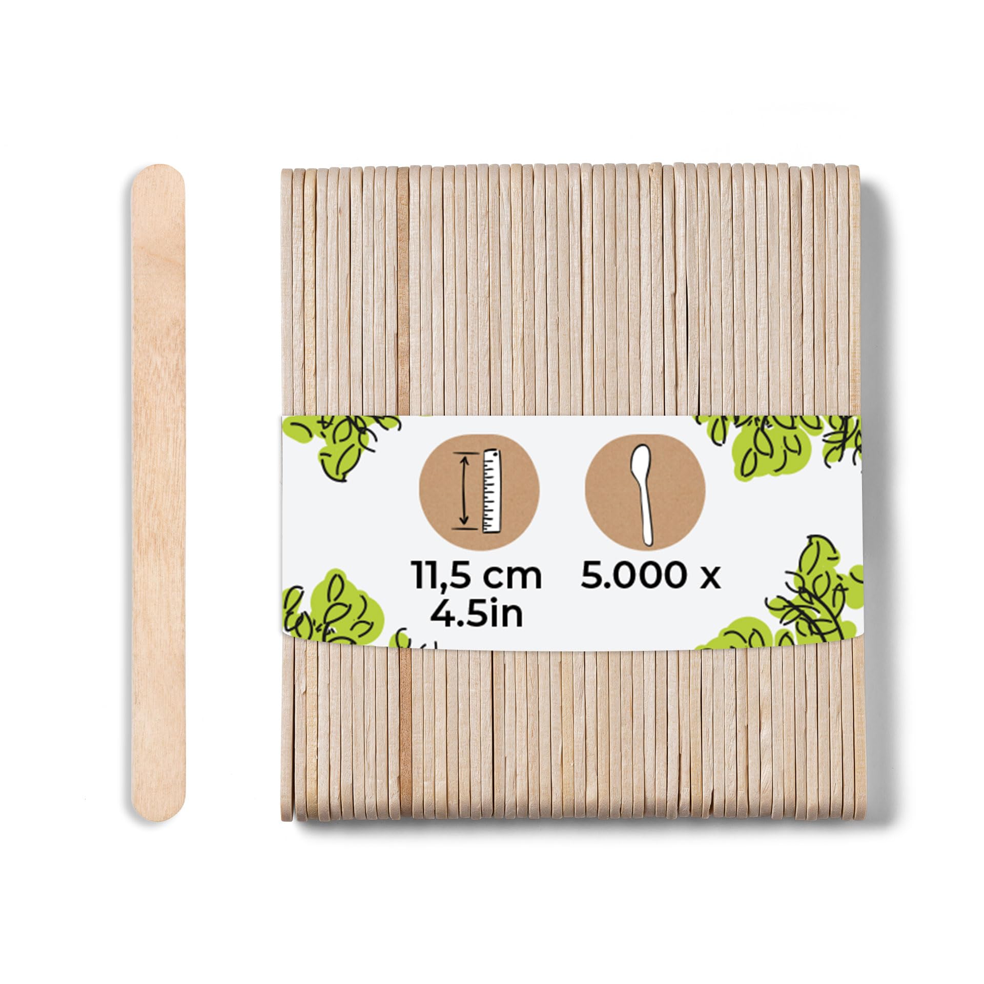 BIOZOYG Eisstiele Holz 5000 Stück 11,5 cm - Einweggeschirr Holzbesteck Eisstäbchen - Biobasiert, biologisch abbaubar aus nachhaltiger Forstwirtschaft - Holzstäbchen für Eis, Cake Pop, DIY, Kosmetik