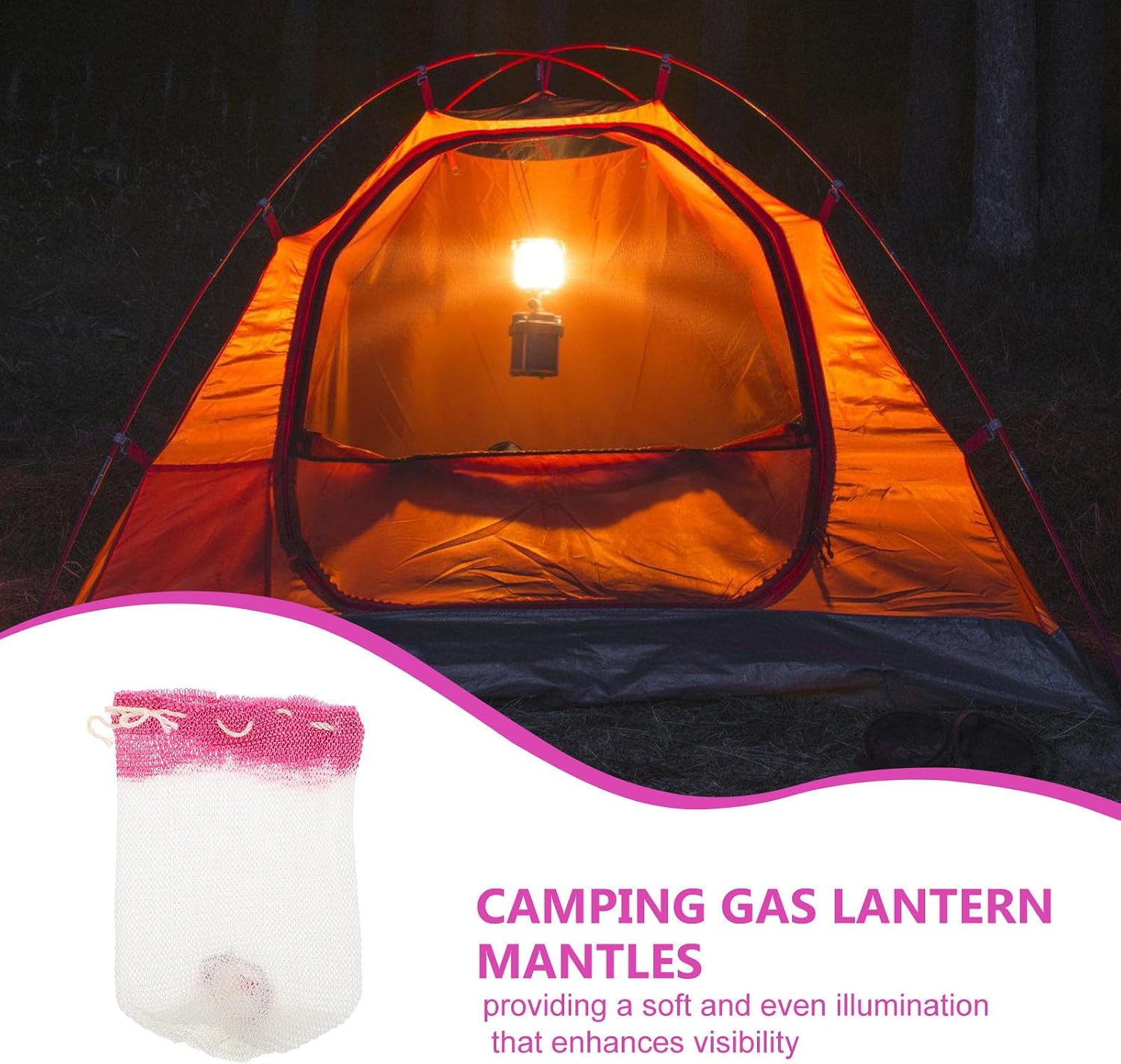 2pcs U Shaped Lantern Mantles for Outdoor Gas Lanterns High Brightness Gauze Mantles for Camping and Hiking Portable Accessories with Soft Light