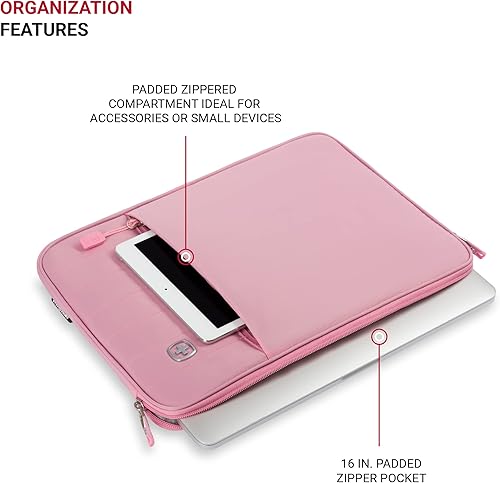 Miniatura 10 de SwissGear Funda acolchada con cremallera para laptop, funda de micro sarga para laptop con forro polar y correa frontal de 13 pulgadas