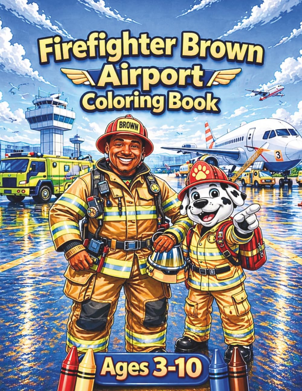 Firefighter Brown Airport Coloring Book