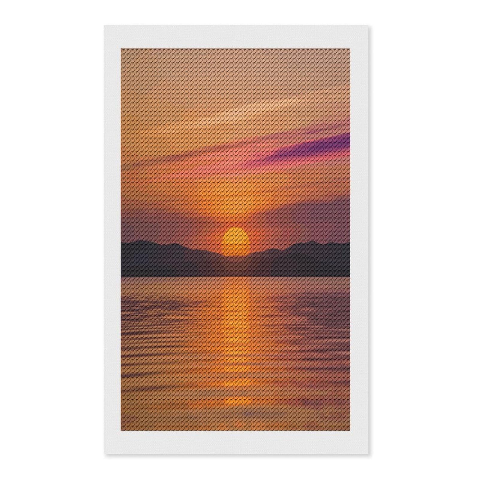 FekiLoot Sunrise Paint by Numbers Kit for Adults Beginner DIY Diamond Dots Paintings Round Full Drill Diamond Art Kits Picture Diamond Art Painting Kits for Home Decor 12"x20"