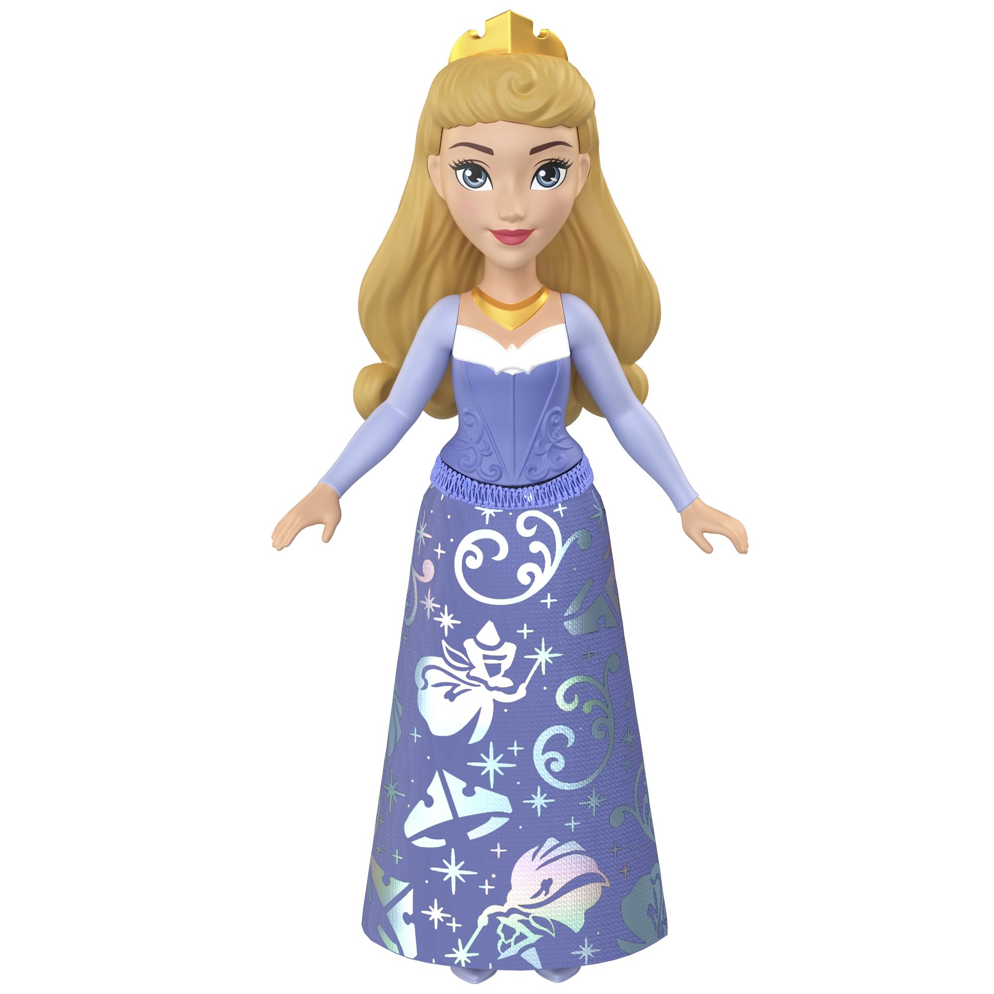 Disney Princess Aurora Posable Small Doll in Shiny Outfit with Removable Skirt, Inspired by Movie