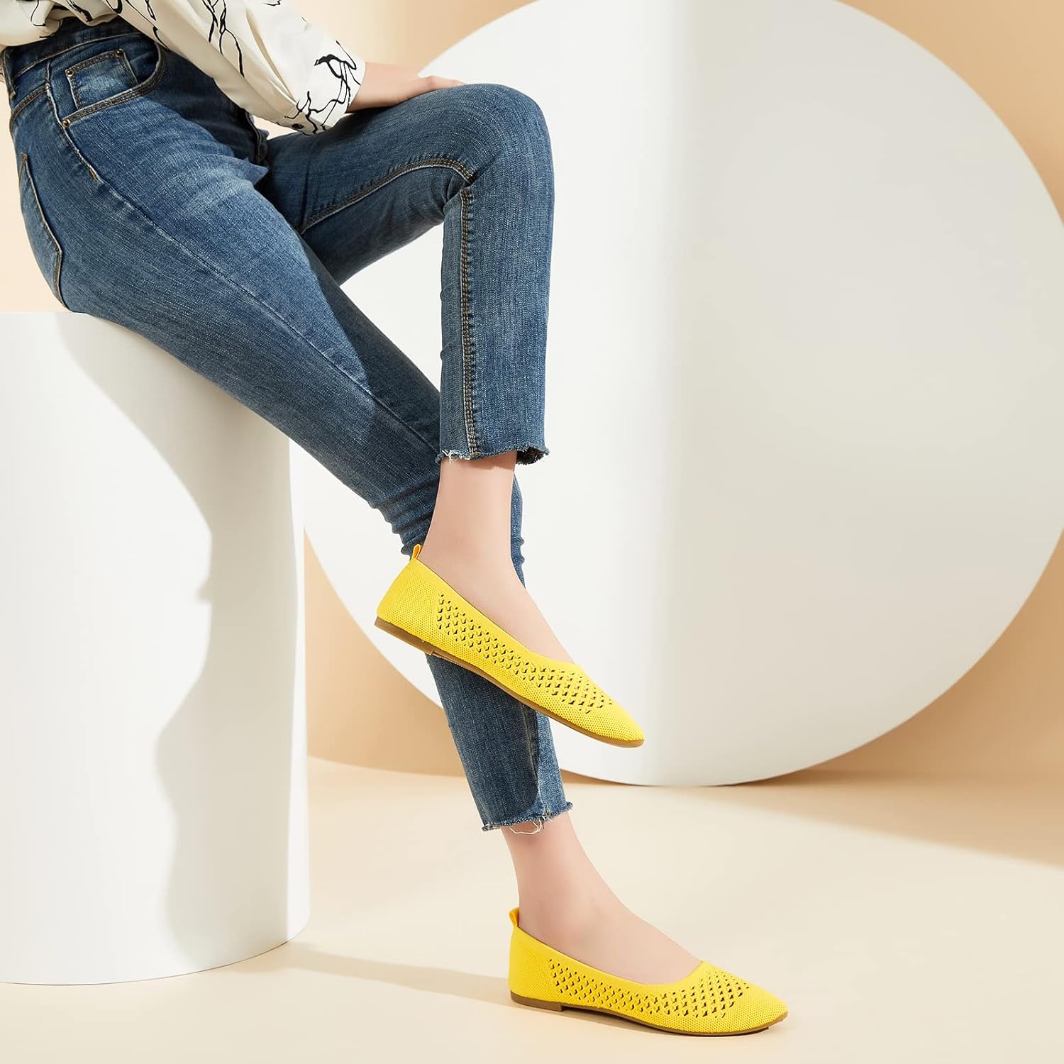 hash bubbie Women's Flats Shoes Women Comfortable Dress Shoes Black Pointed Toe Flats Ballet Mesh Knit Flat Dressy Slip on Business Casual Shoes for Women - Image 3