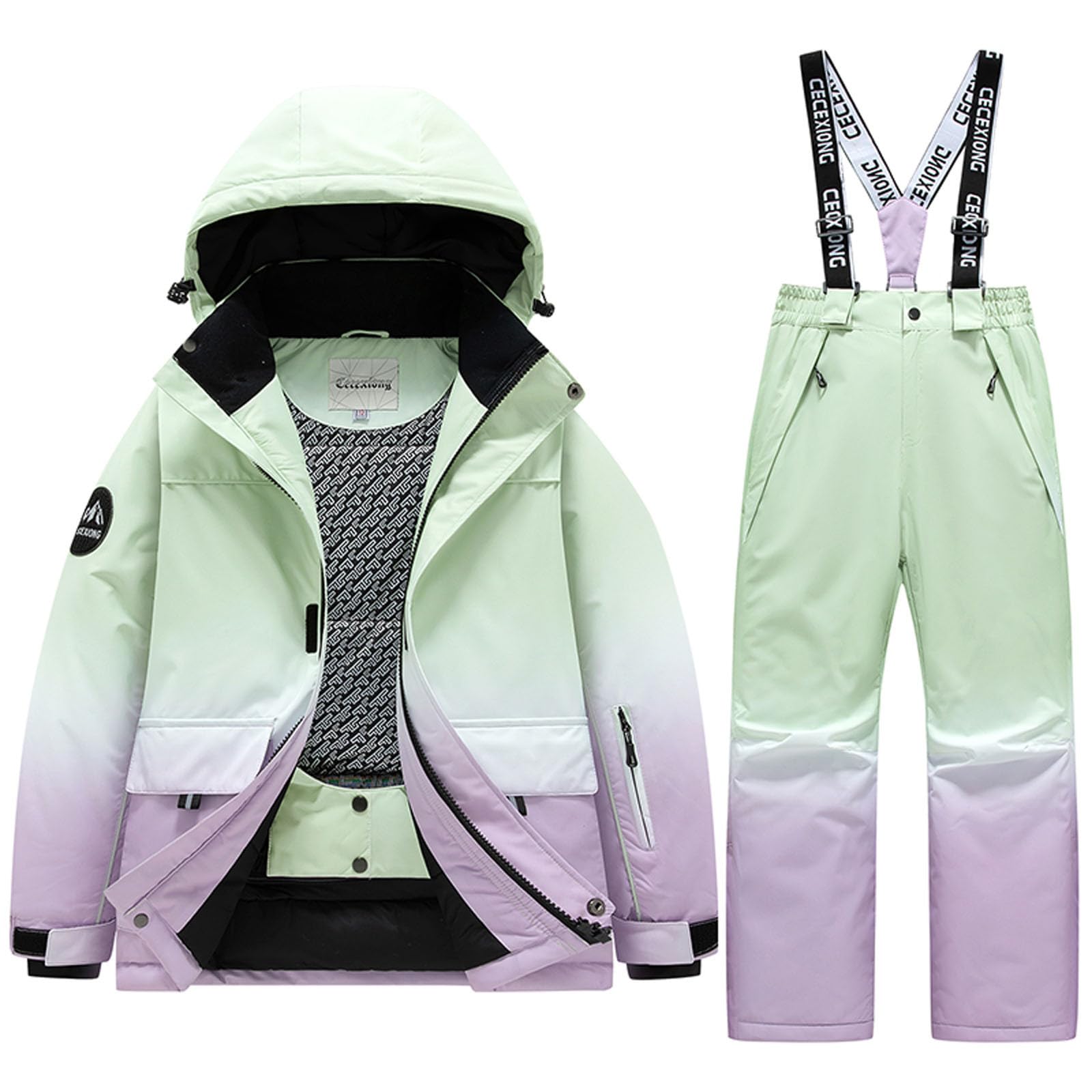 Skianzug Kinder Wasserdicht mit Farbverlauf, Skijacke und Skihose